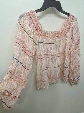 Saylor Embroidered Square-Neck Peasant Top